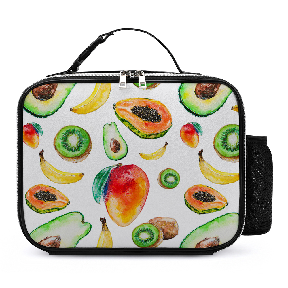 PU Leak-proof Lunch Bag with Detachable Buckled Handle