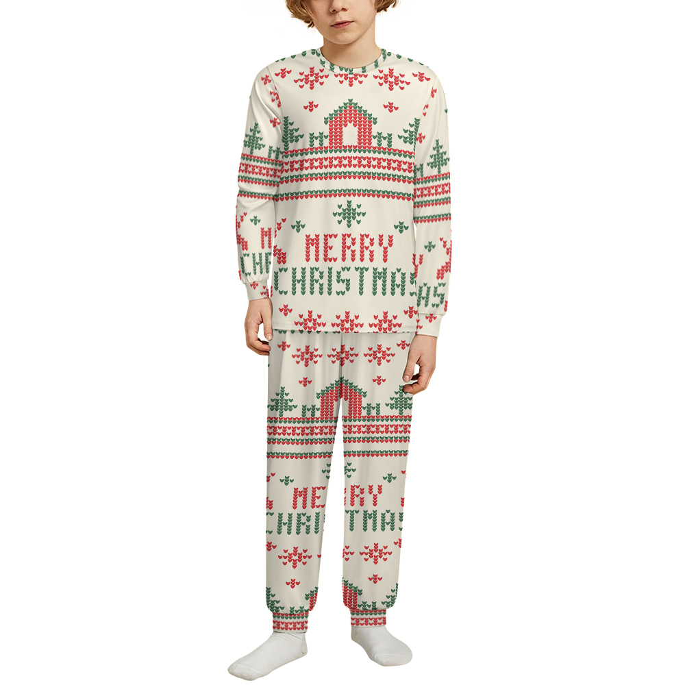 180gsm Children's Crew Neck Pajama Set(All-Over Printing)