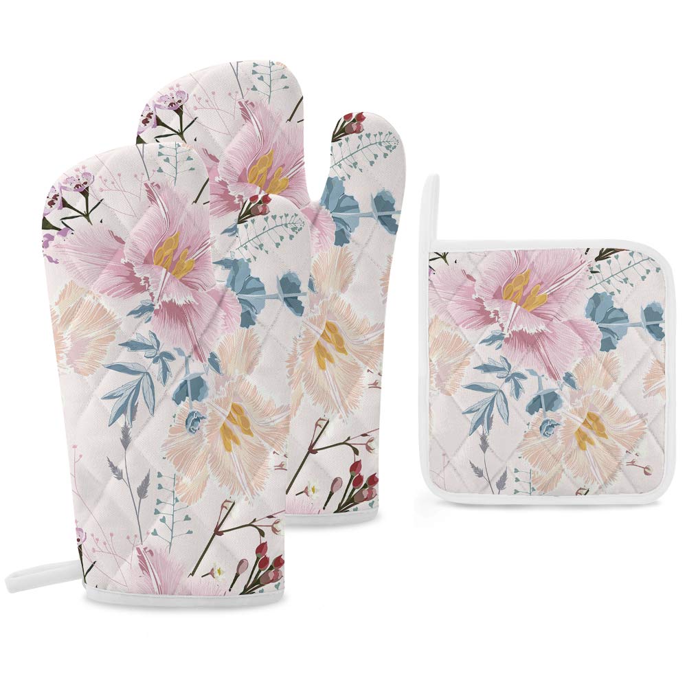 Oven Mitts & Pot Holder Set of 3 (Multi-image Splicing)