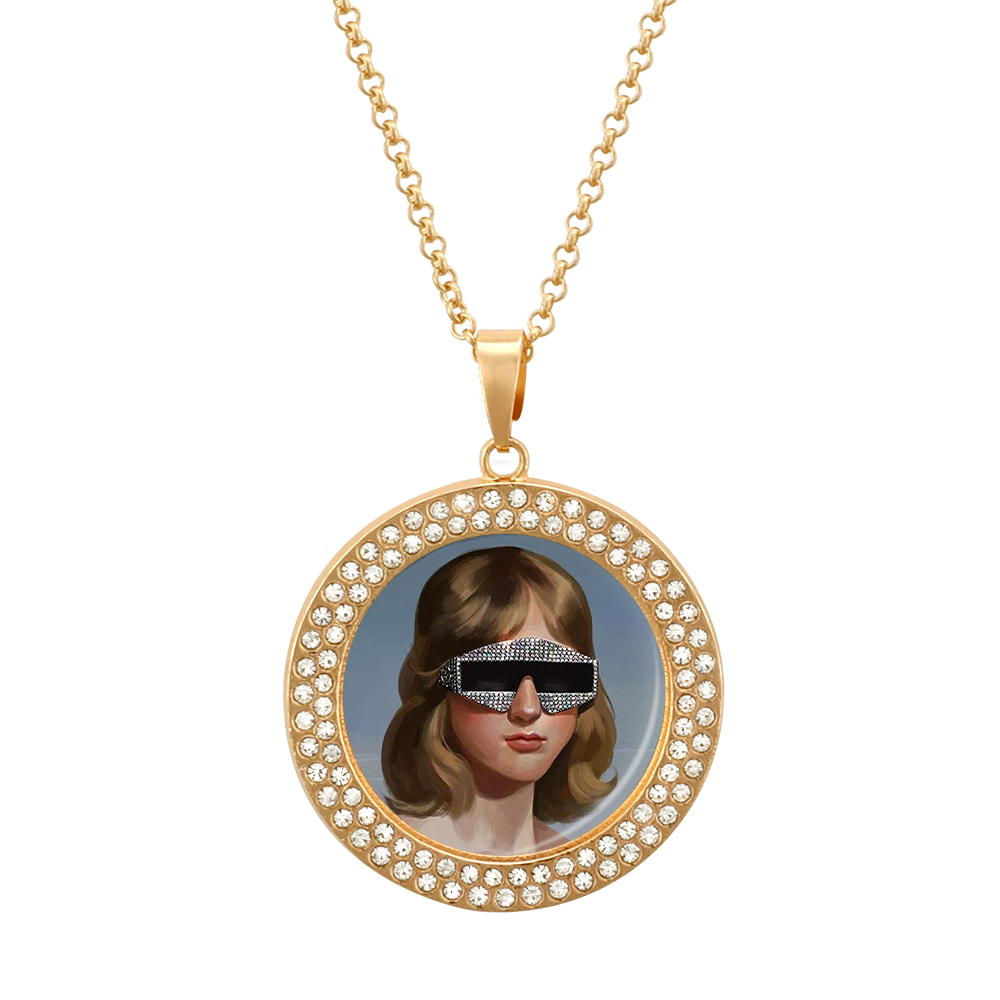 Rhinestone-Embellished Necklace(Partial Printing)
