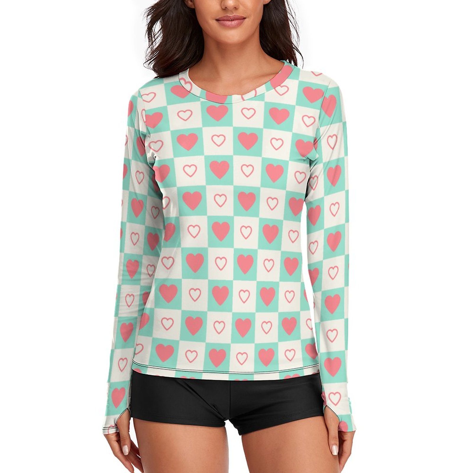 Women's Long Sleeve Sun Protection Shirt-UPF 40 UV Rash Guard for Hiking(All-over Printing)