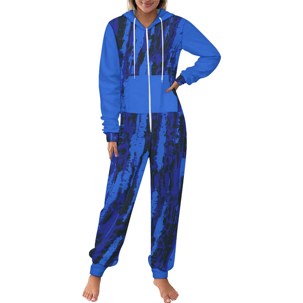 250gsm Women Flannel Zip up Jumpsuit Pajama(All-Over Printing)