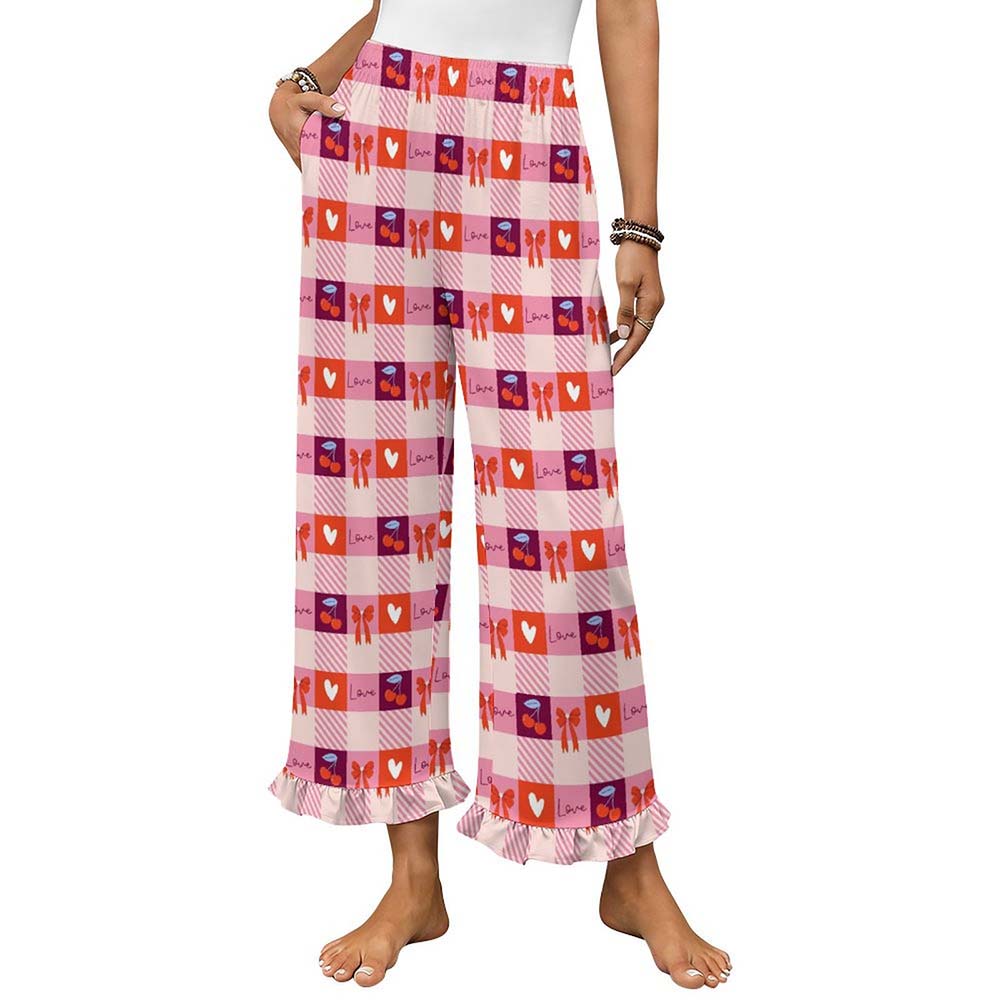 200gsm Women's Ruffled Sleep Pants(All-Over Printing)