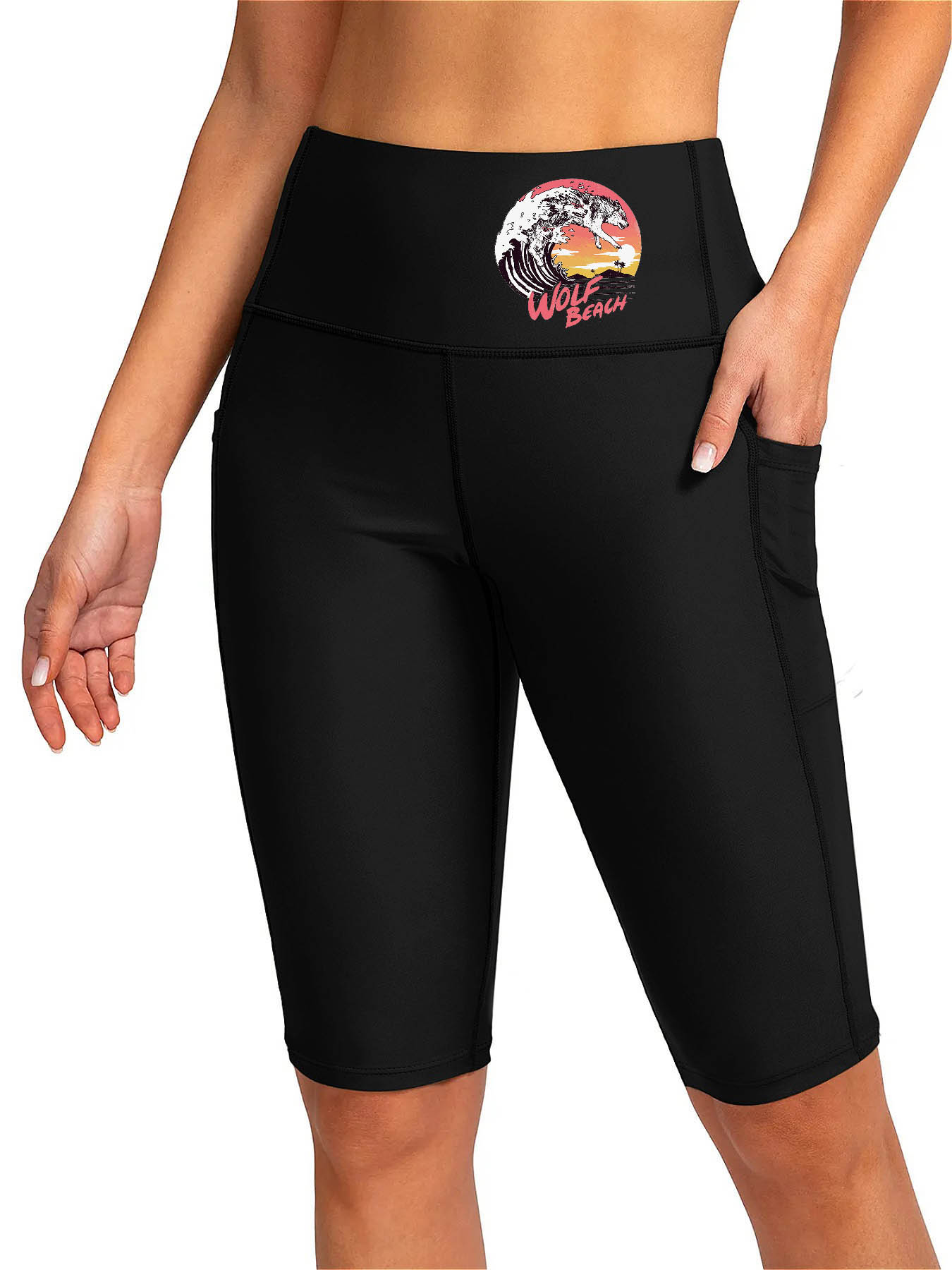 DTF Women's Knee-Length Swim Trunk(Front Printing)