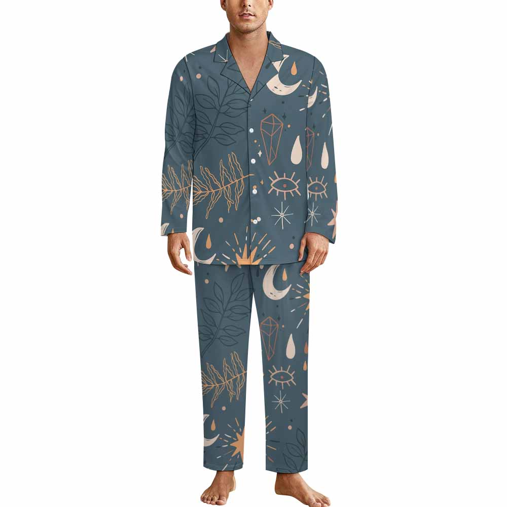 180gsm Men's Long-Sleeve Pajama Set(All-Over Printing)