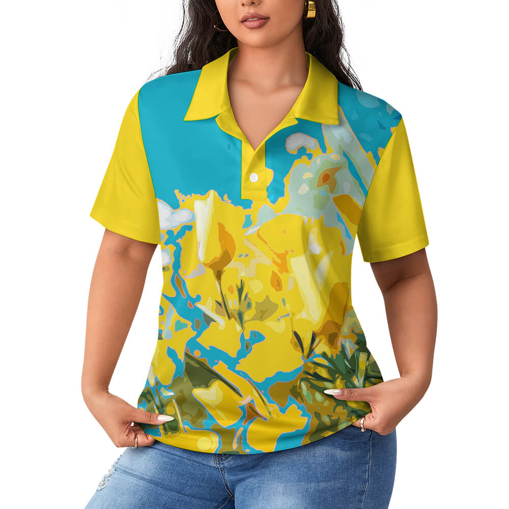 UPF50+ Ice Silk Women's POLO Shirt(All-Over Printing)