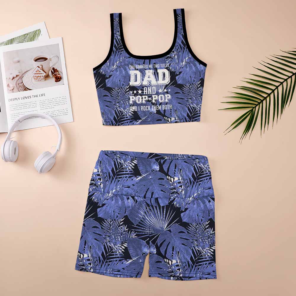 Custom Printed Patterned Ribbed Yoga Sets(All-Over Printing)