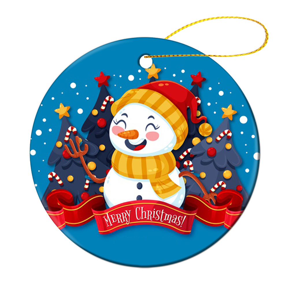 Round Christmas Ceramic Ornament (Glossy Surface)