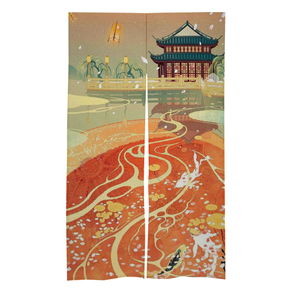 Decorative Japanese Noren Doorway Curtain for Kitchen Bathroom Door Divider