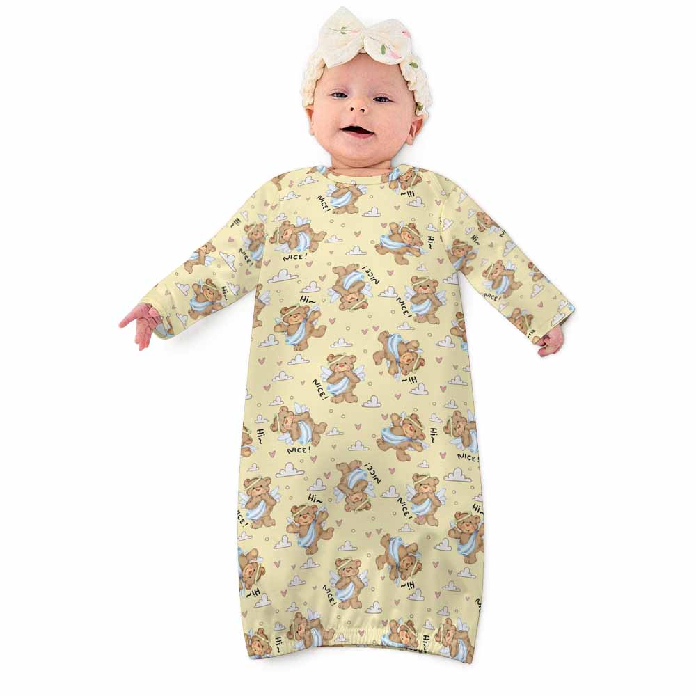 180gsm Baby Faux Cotton Sleeper Gown without Hat (All-over Printing)