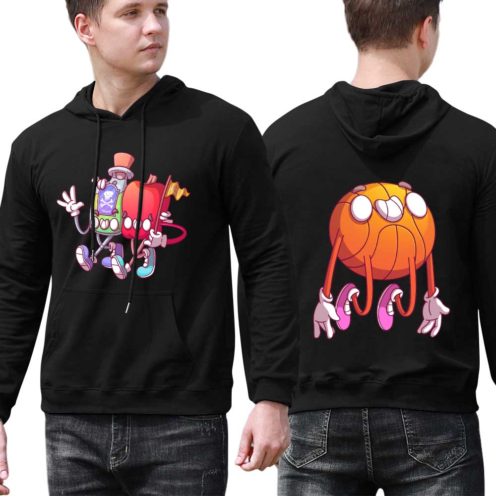 DTF 255gsm Men's black hoodies with designs (Dual-sided Printing)