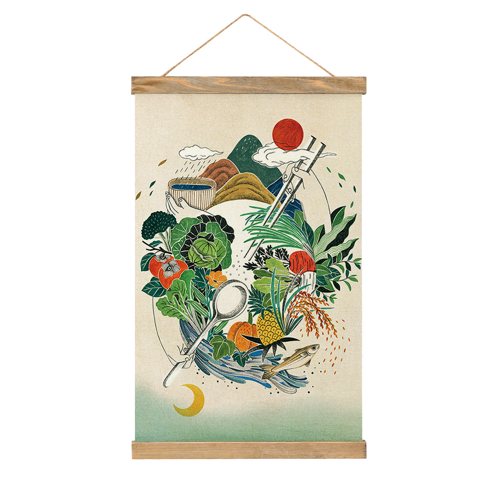 Framed Flax Painting Wall Decor