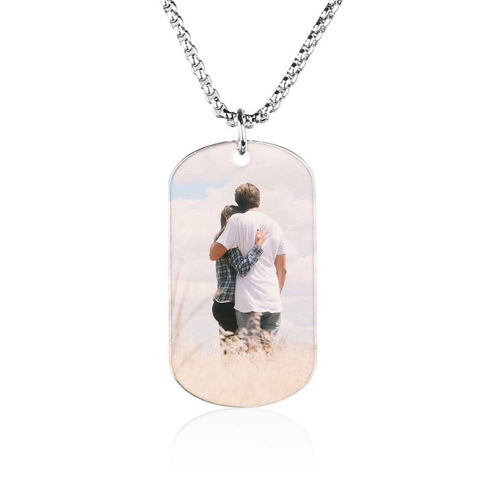 Memorial Necklace with Titanium Steel Square Pendant