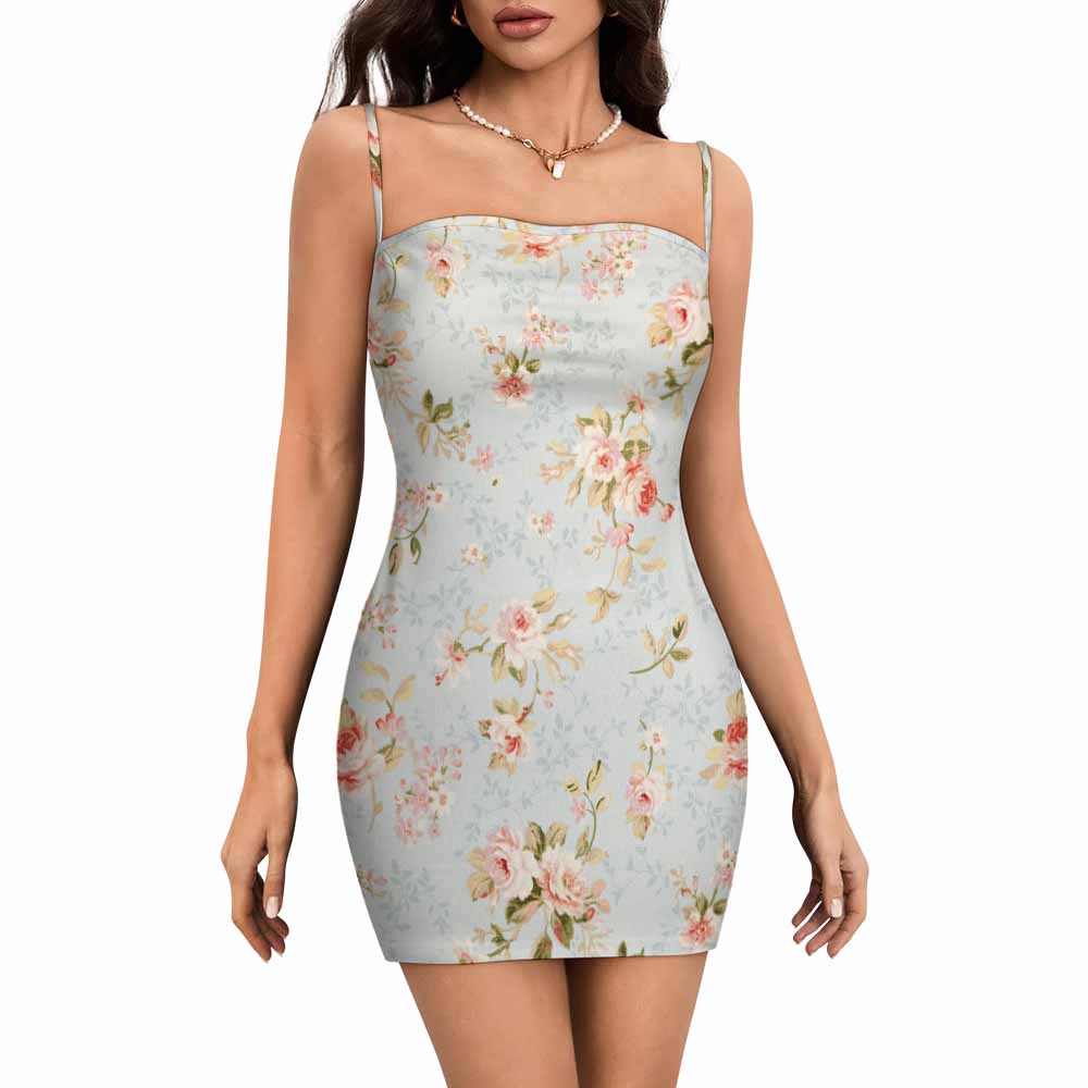 Slim Fit Spaghetti Strap Dress for Women(All-Over Printing)