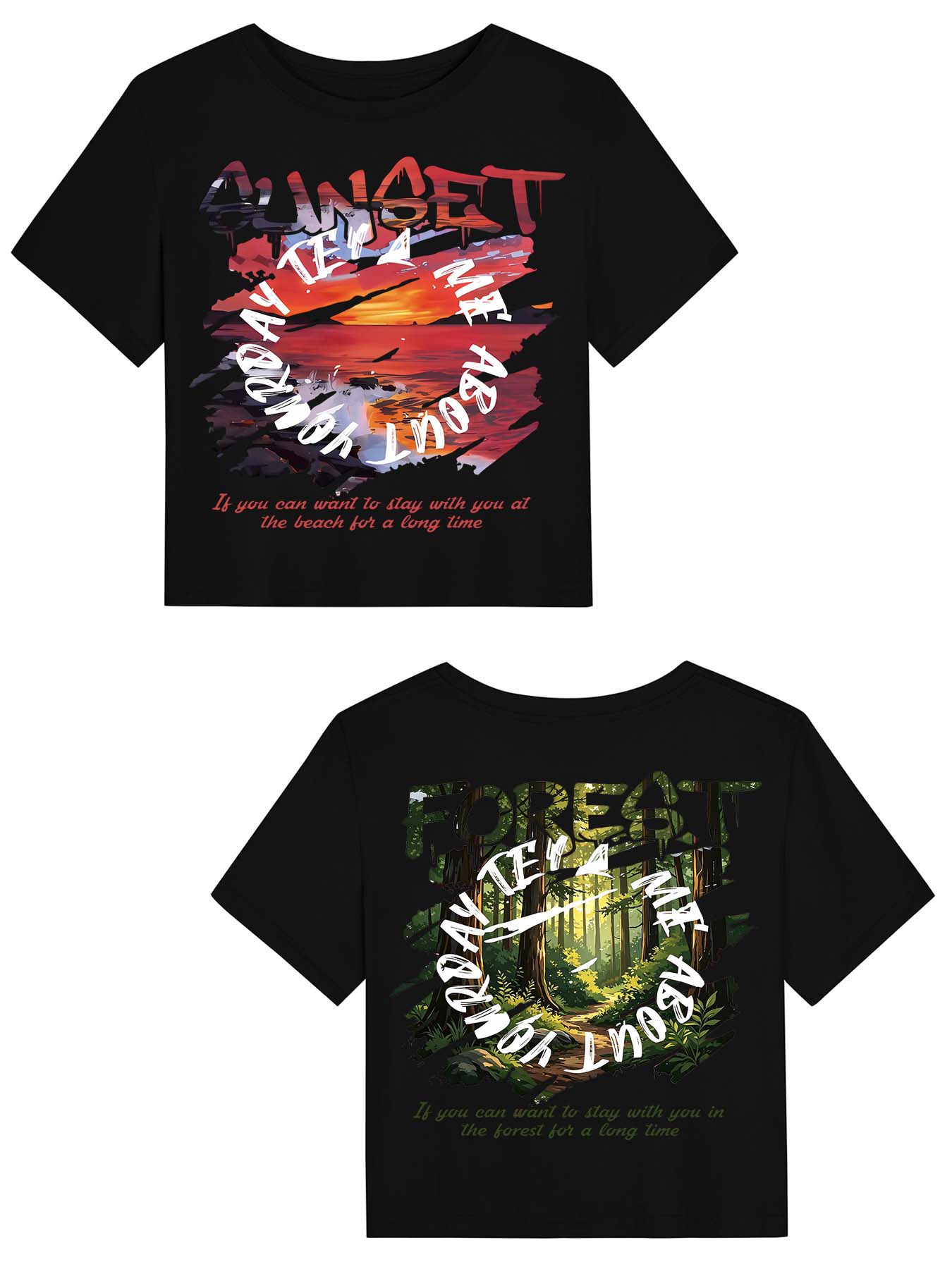DTF 180gsm Women's Crop Top T-shirt(Dual-sided Printing)