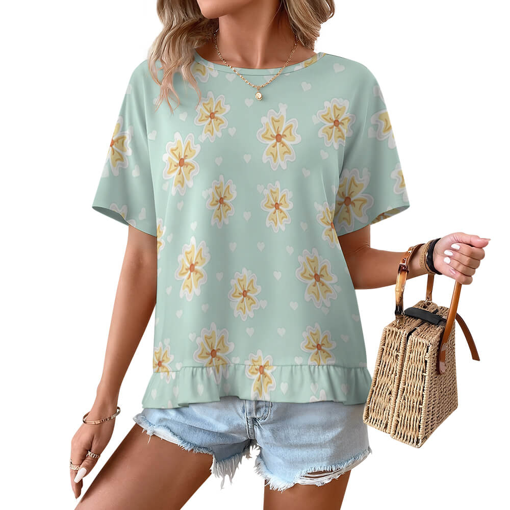 Women's Ruffle T-shirt(All-Over Printing)