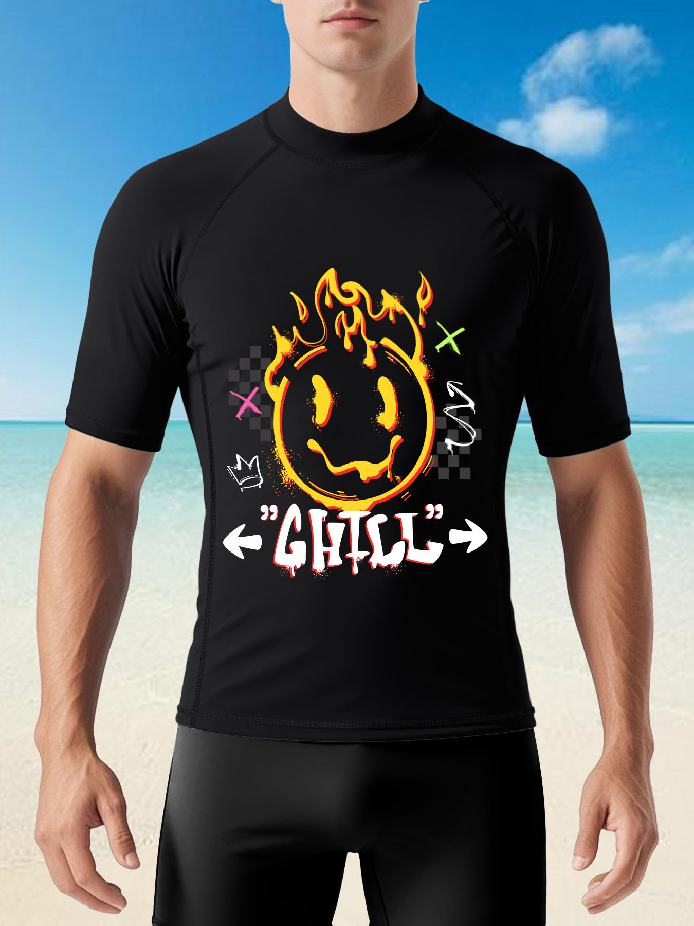 DTF 200gsm Men's Short-Sleeve Surfing Top(Front Printing)