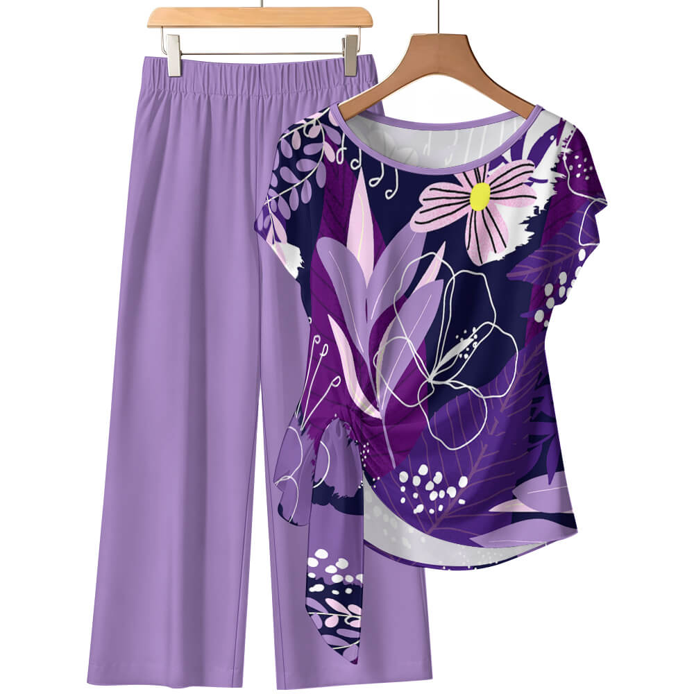 150gsm Strap Top Wide Leg Pants Set(All-Over Printing)