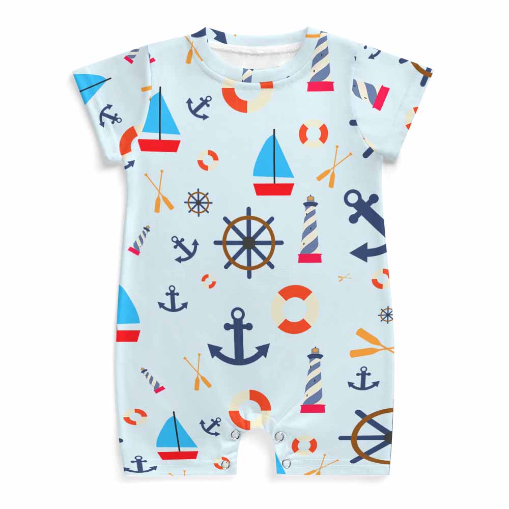 180gsm Faux Cotton Short Sleeve Baby Bodysuit Romper(All-Over Printing)
