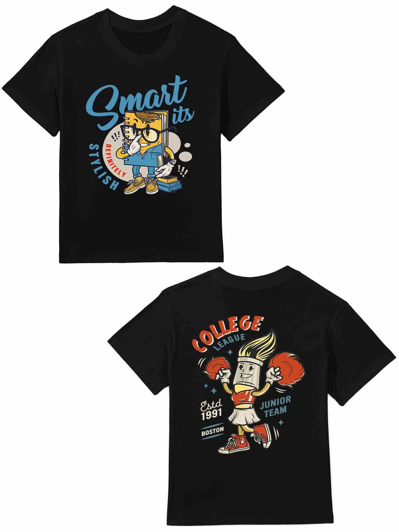 DTF 180gsm Short Sleeve Crewneck T-Shirts for Children(Double-sided Printing)