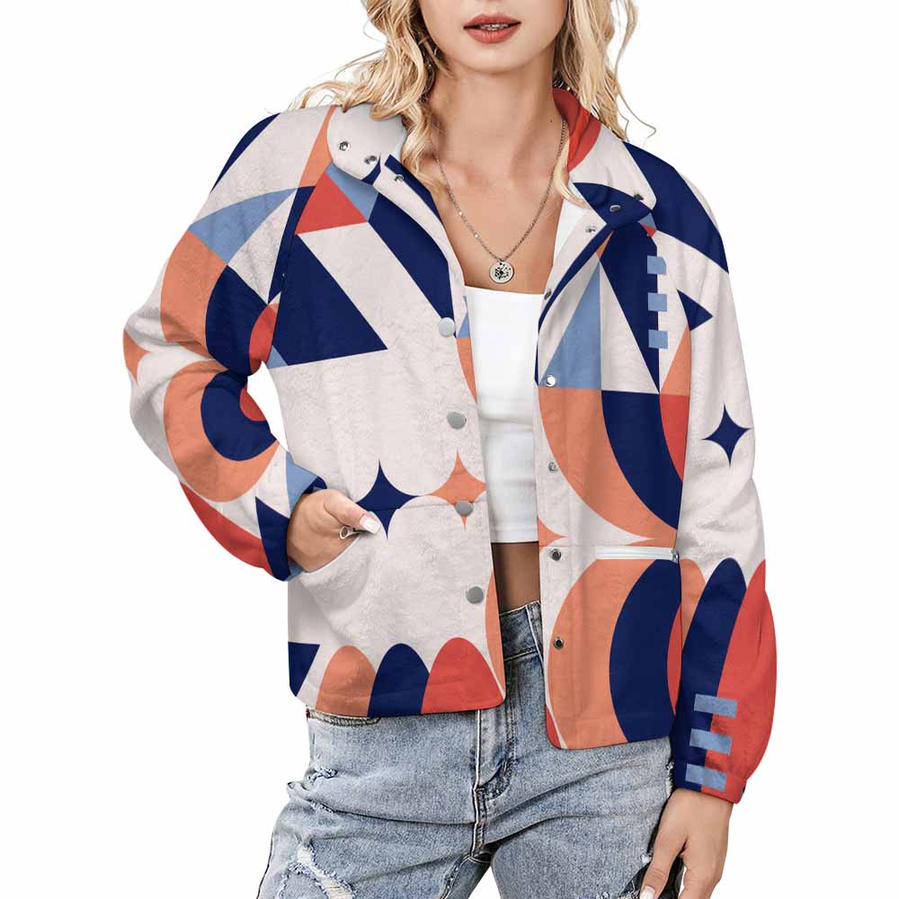 Women's Stand-Up Collar Fleece Jacket(All-Over Printing)