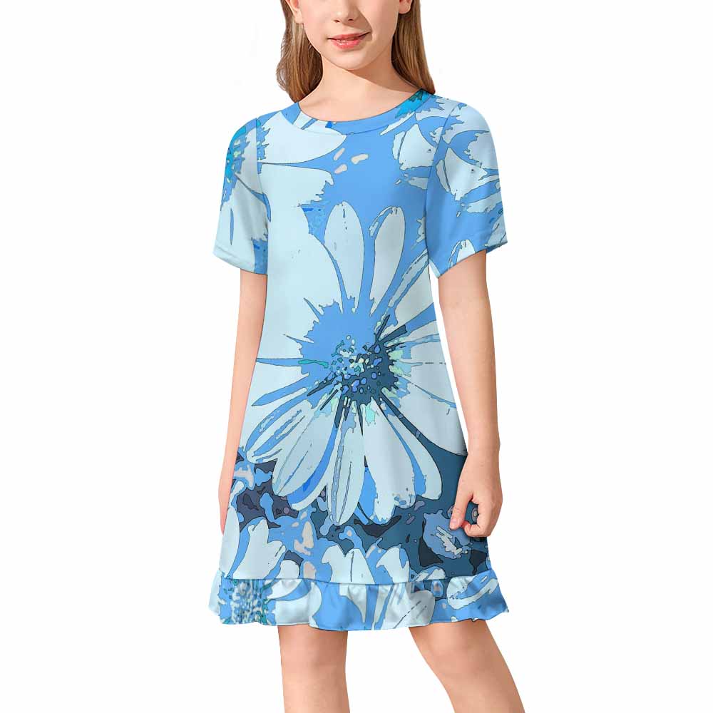 Girls' Short Sleeve Dress(All-Over Printing)