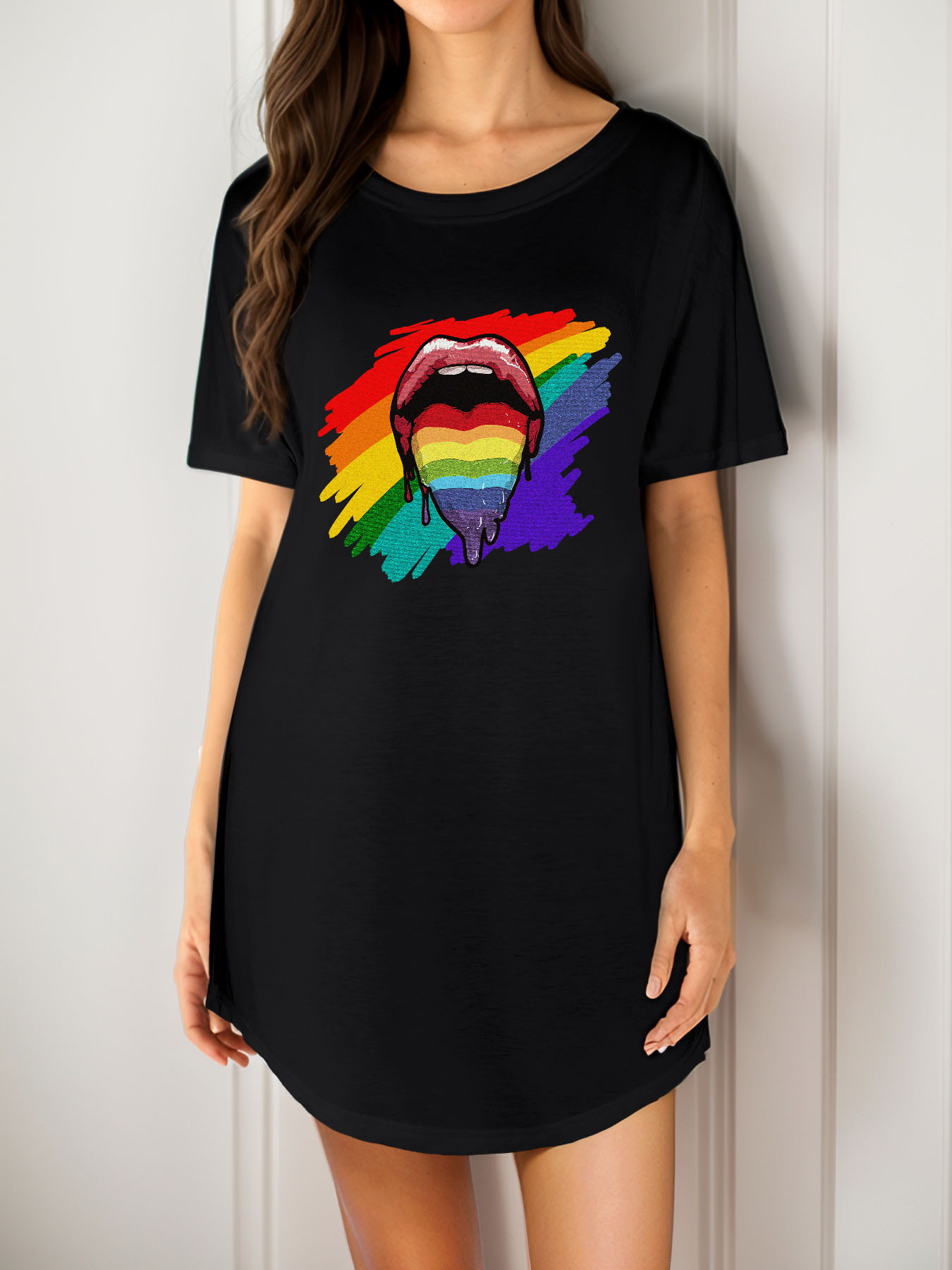 DTF Casual Summer T-Shirt Dress for Women(Front Printing)