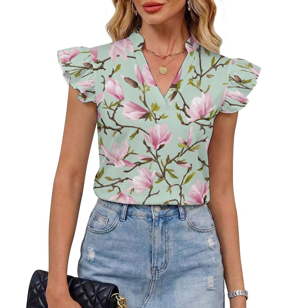 200gsm Ruffled V Neck Shirt (All-Over Printing)