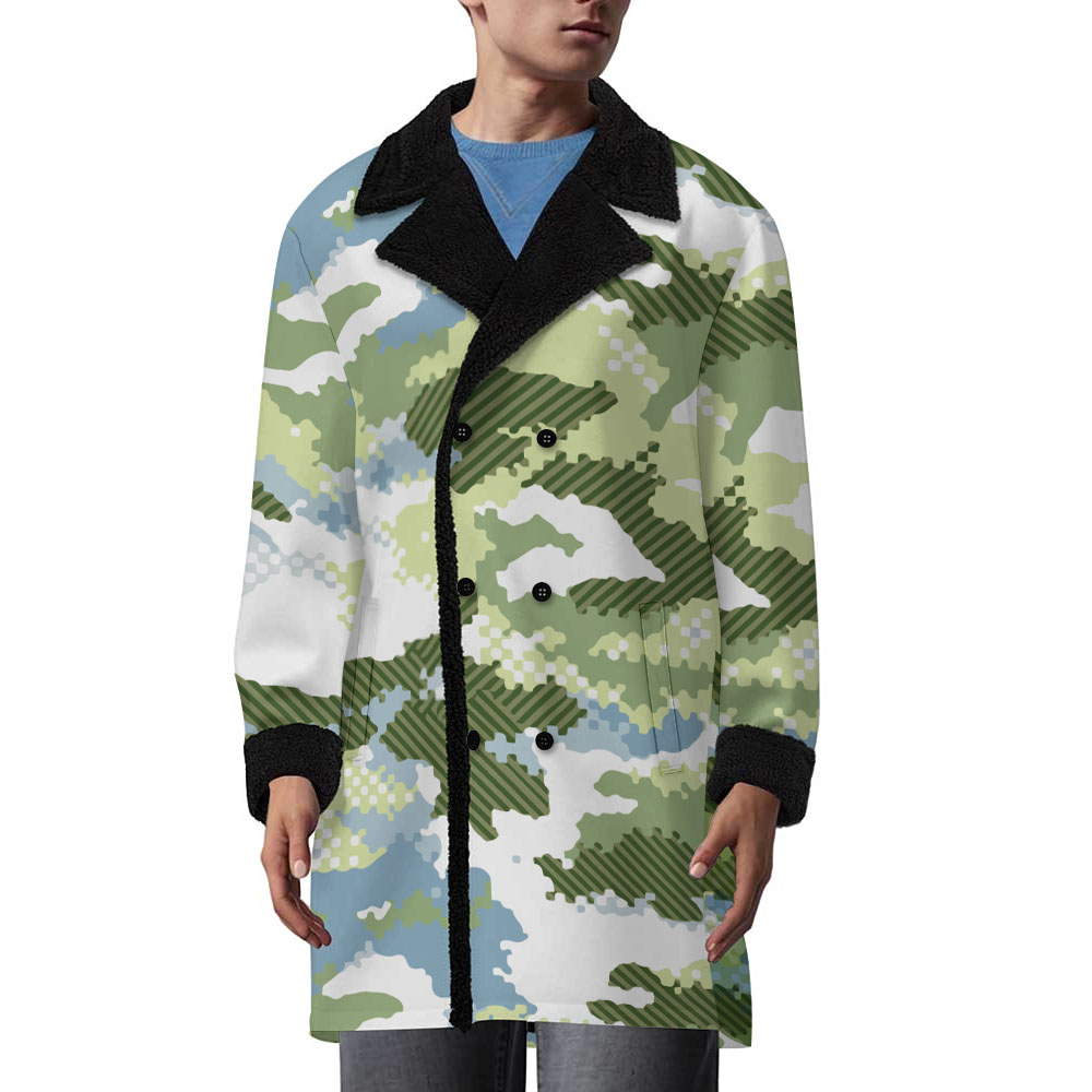 Double Breasted Suit Collar Trench Coat(All-Over Printing)