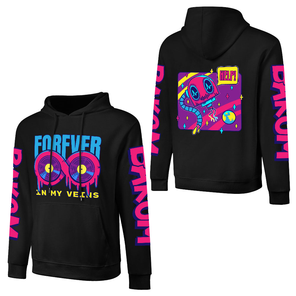 DTF 250gsm Cotton Men's Hoodie with Pocket (Dual-sided+Sleeve Printing)