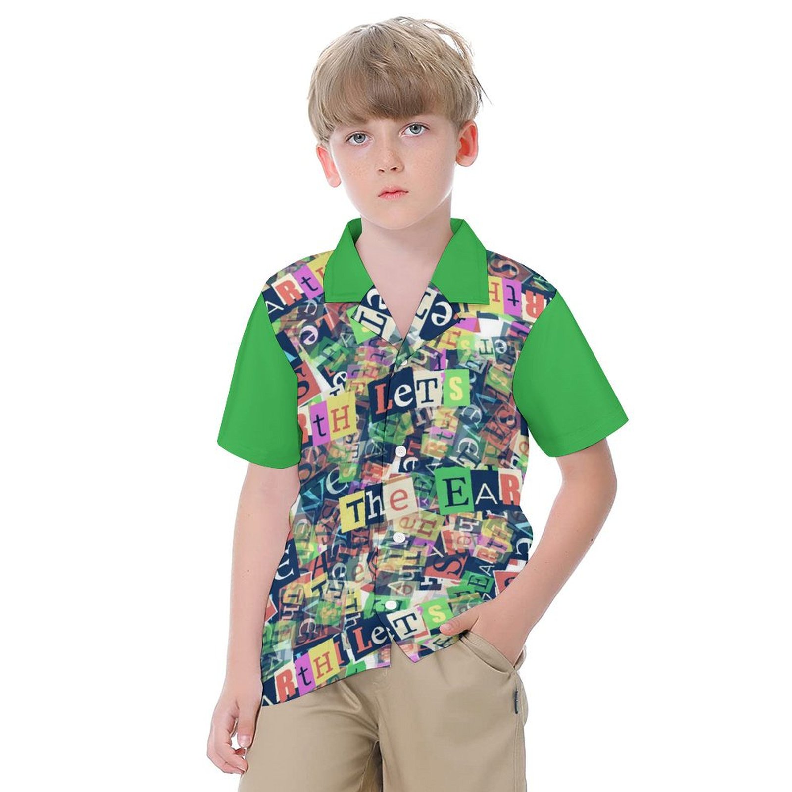 DTG 190gsm Cotton Children's Cotton Casual Button Down Shirts(All-Over Printing)