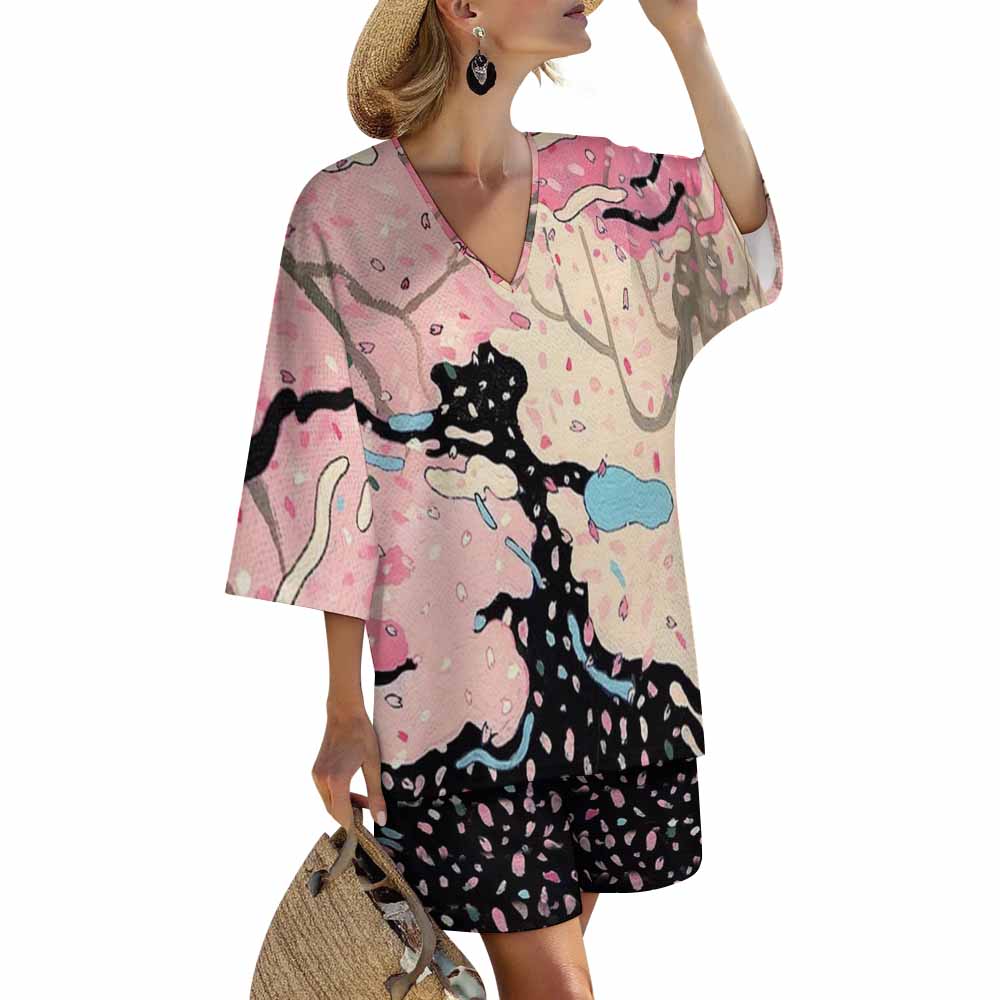 120gsm Mediterranean Style V-Neck Suit(All-Over Printing)