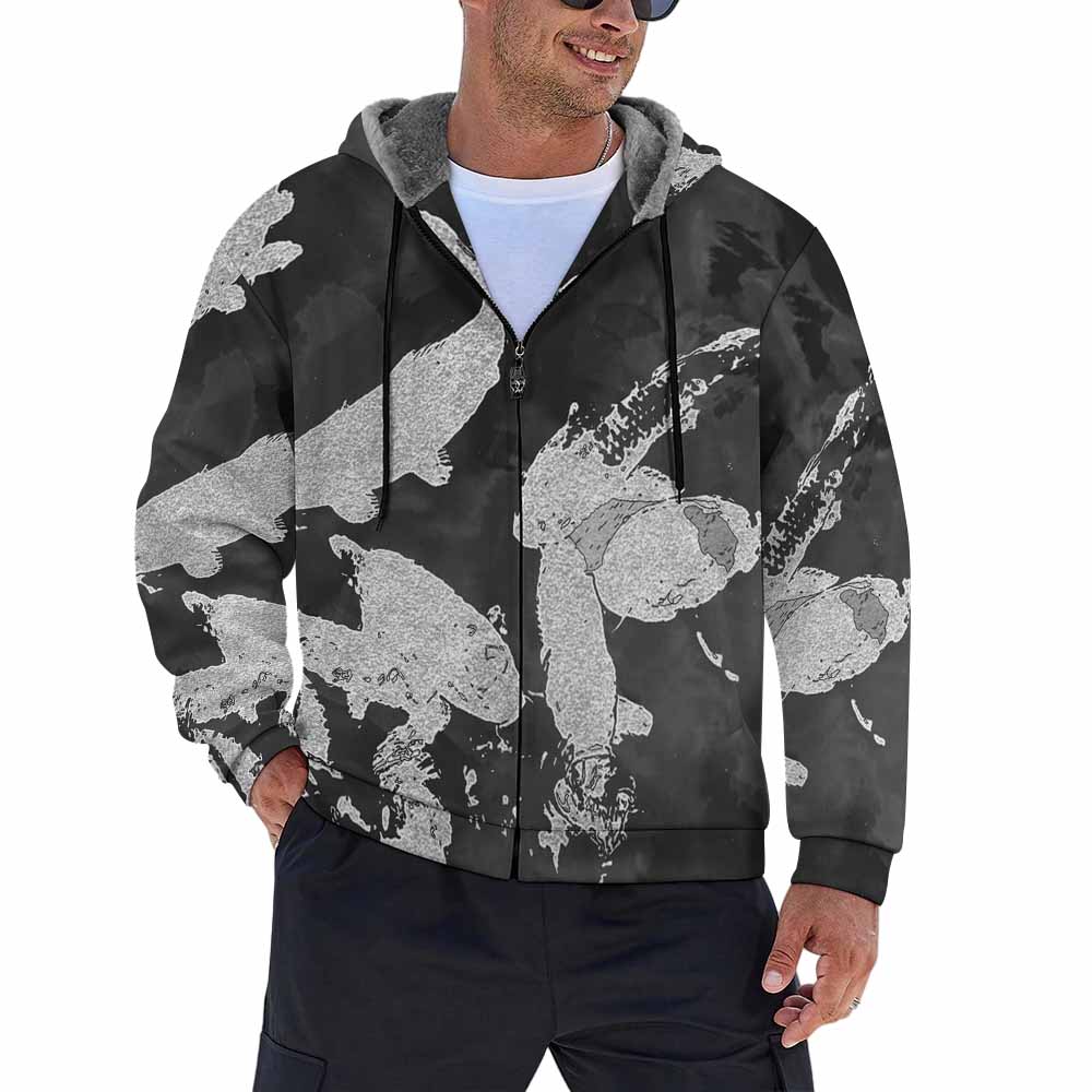 230gsm Full Zip up Hoodie with Plush Lining(All-Over Printing)