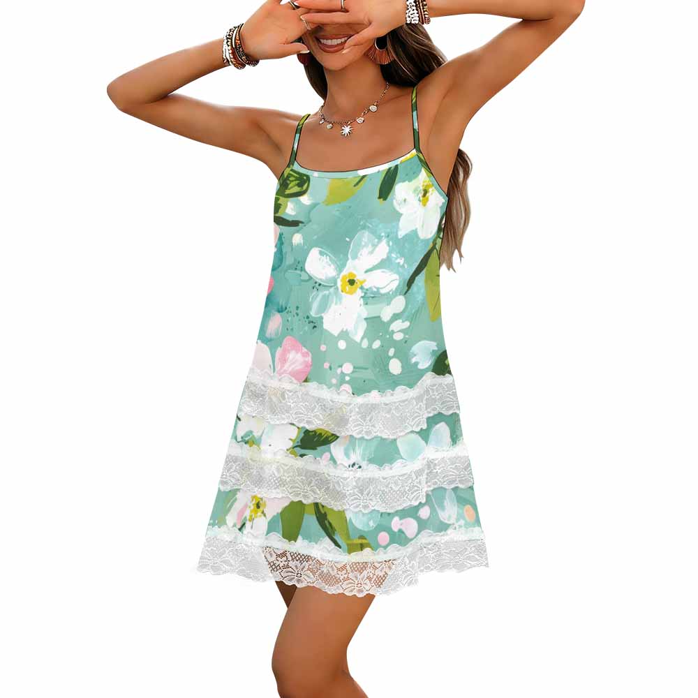 200gsm Lace Trimmed Camisole Dress(All-Over Printing)