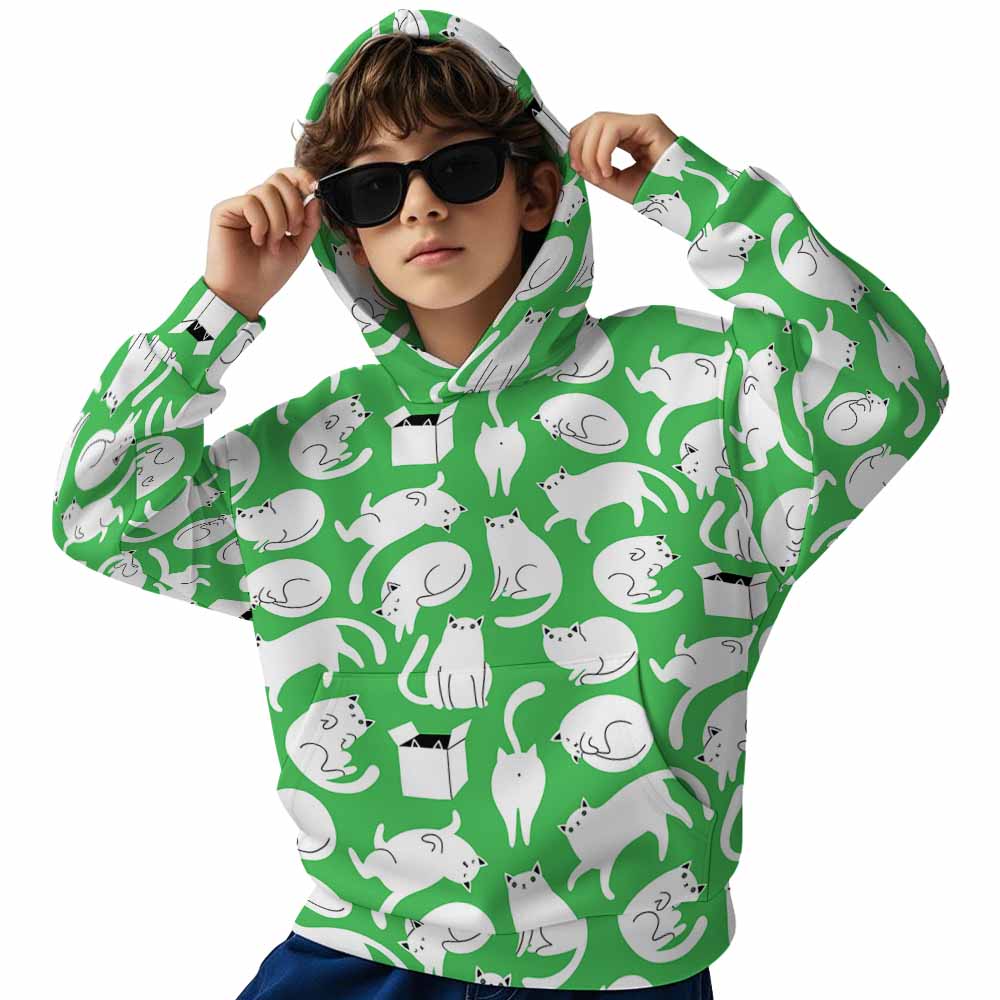 230gsm Children's Hooded Sweatshirt without Drawstrings(All-Over Printing)