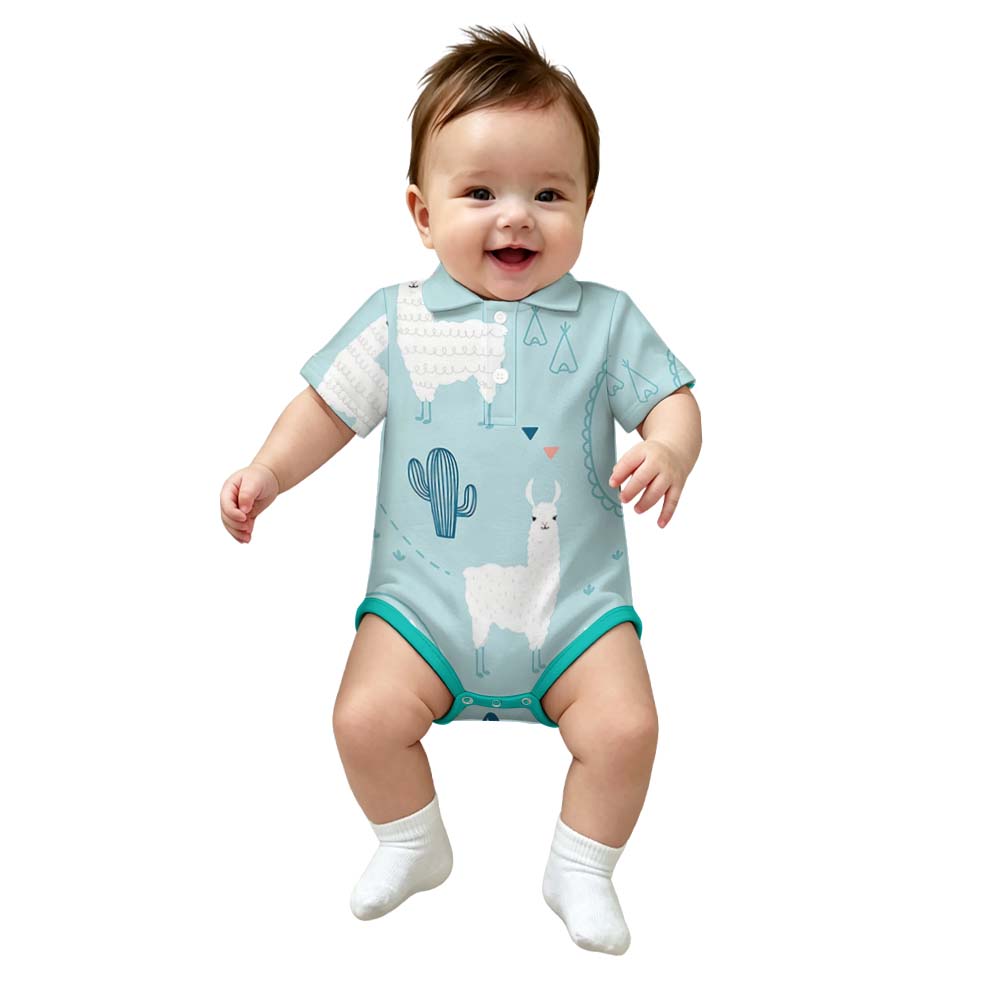 200gsm Baby Short Sleeve Polo Romper(All-Over Printing)