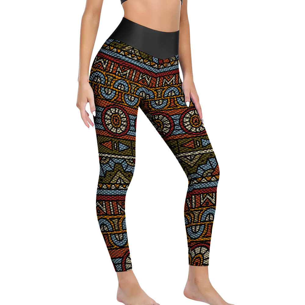 Custom Printed Honeycomb Textured Yoga Pants for Women (All-Over Printing)