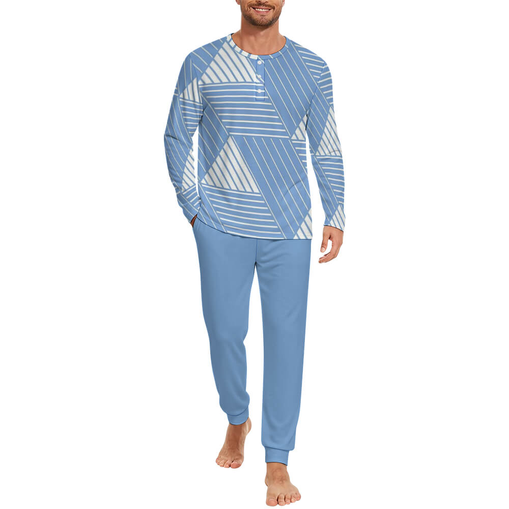200gsm Men’s Henley Sleepwear Set(All-Over Printing)
