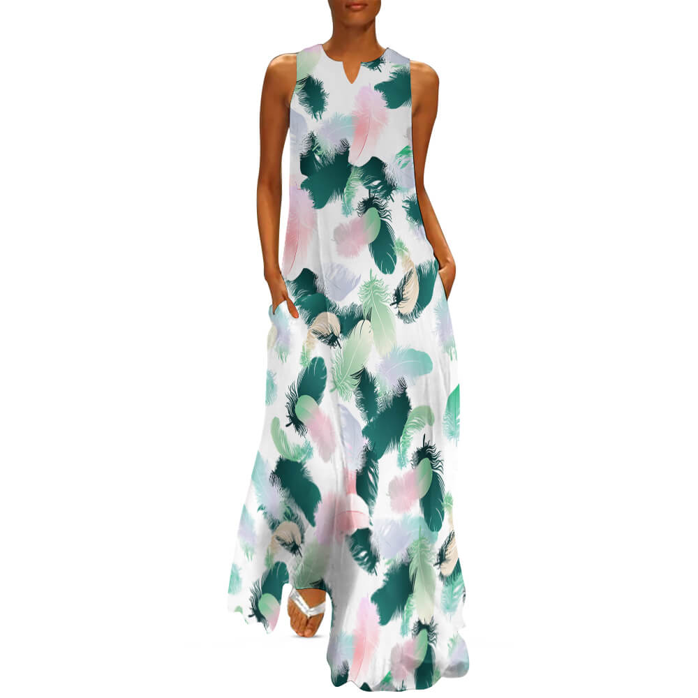 Sleeveless Ankle-length Dress(All-Over Printing)