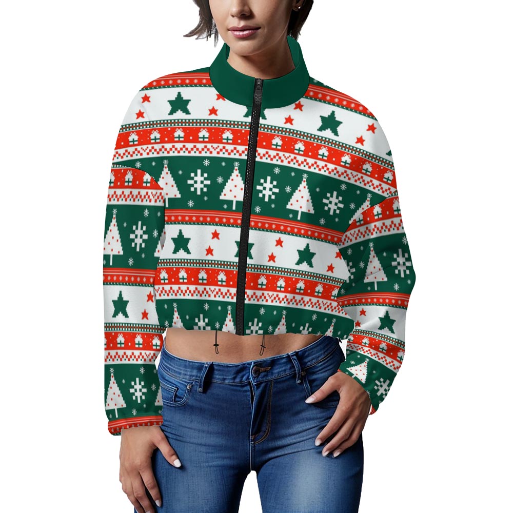 Fleece Sweatshirt Short Jacket for Women(All-Over Printing)