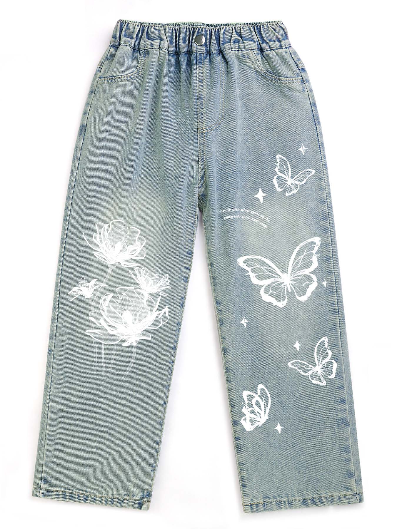 DTF 290gsm Children's Cropped Jeans(Front Printing)