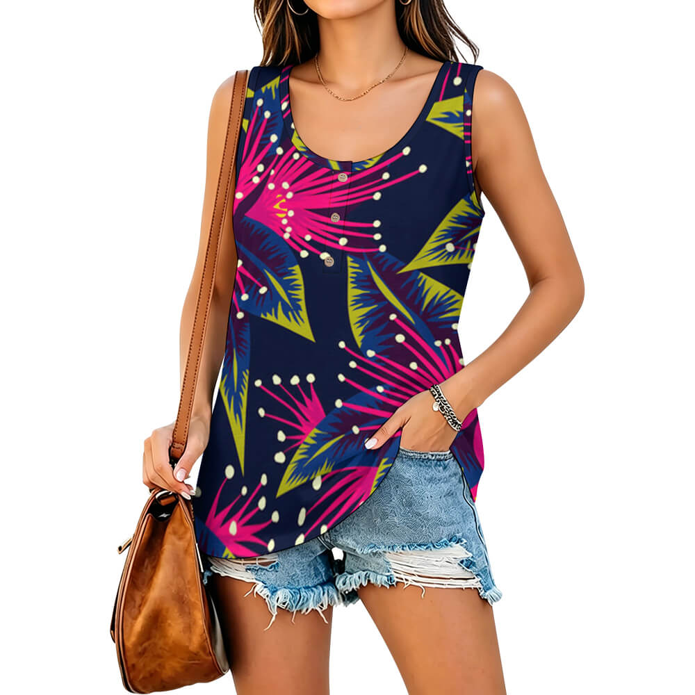 200gsm Women's Button Up Vest(All-Over Printing)