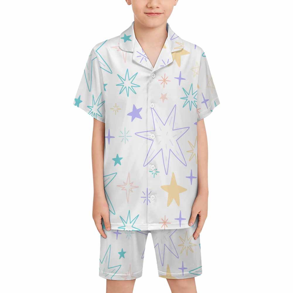 180gsm Kids' Cuban Collar Pajama Set(All-Over Printing)