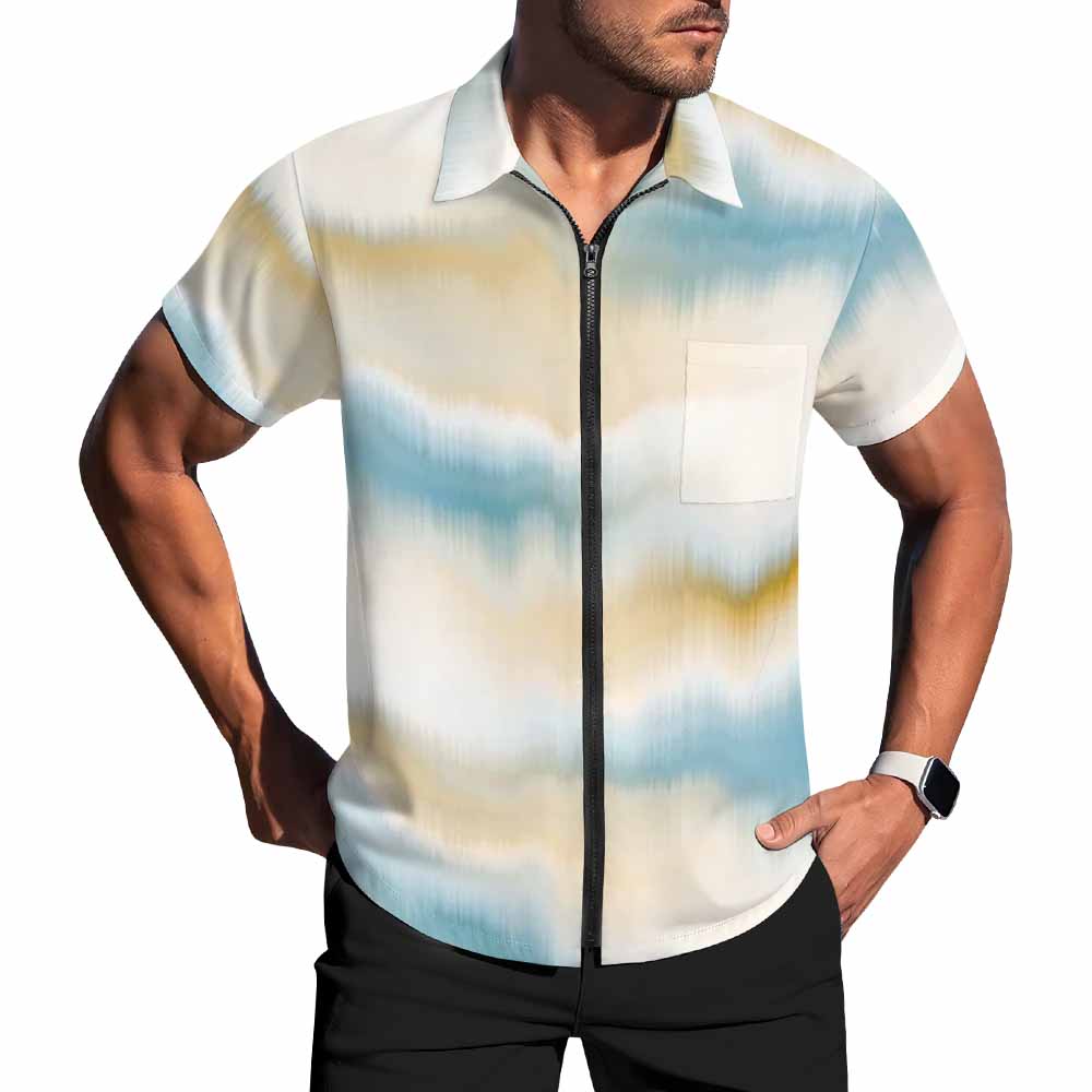 Zip Up Short Sleeve Shirt(All-Over Printing)