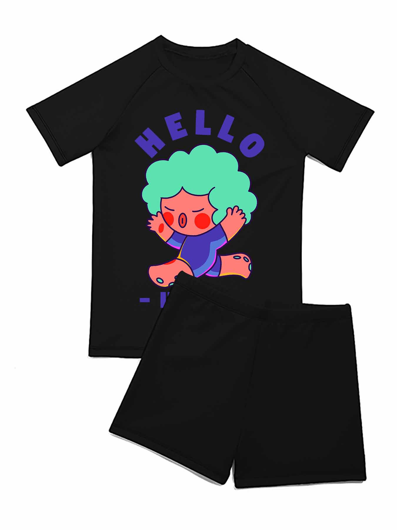 DTF 200gsm Short Sleeved Swimsuit for Children(Front Printing)
