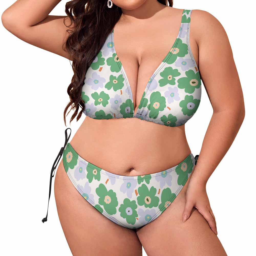 Plus Size Women‘s Halter Bikini Set(All-Over Printing)