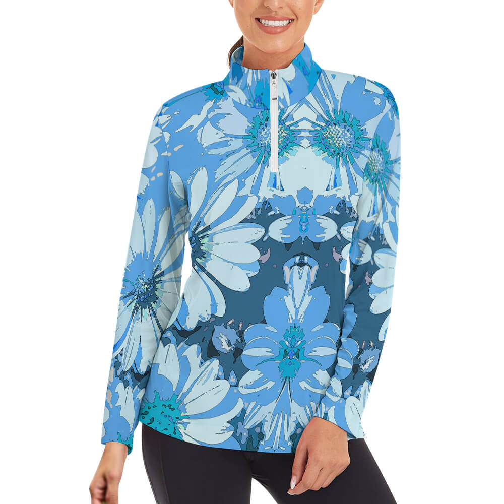 1/4 Zipper Long Sleeve Zip Gym Top(All-Over Printing)