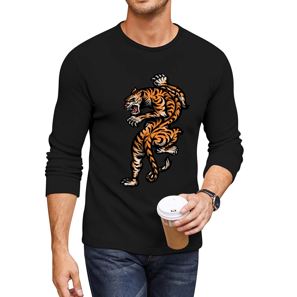 DTG 180gsm Men's Crewneck Long Sleeve T-shirt (Front Printing)
