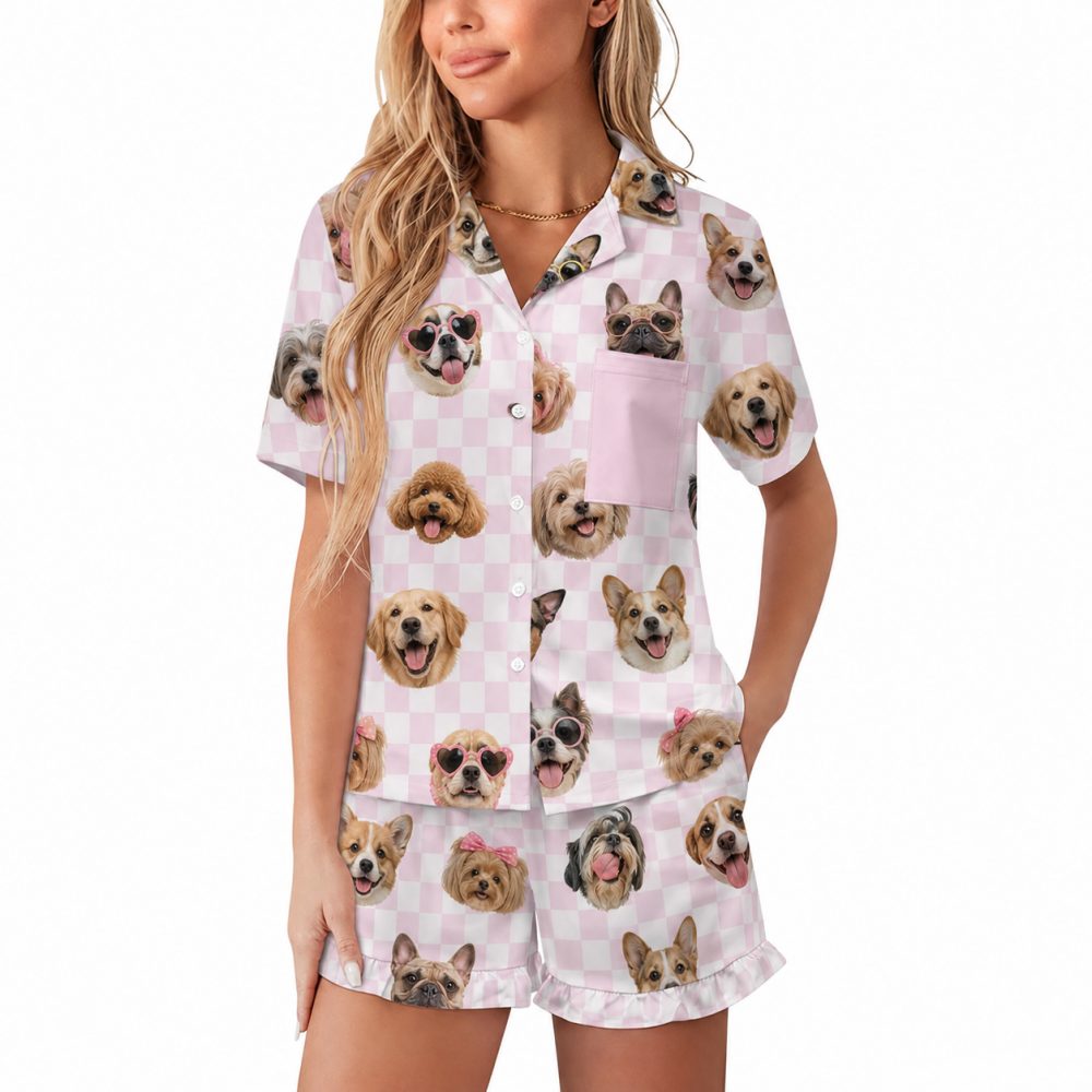 180gsm Ruffled Short-Sleeve Pajama Set(All-Over Printing)