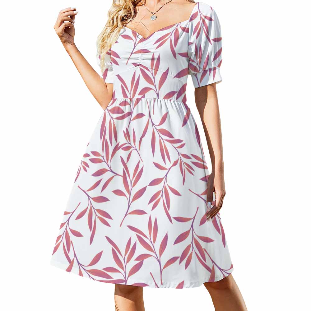 Short Sleeve V Neck Lovely Dress(All-Over Printing)